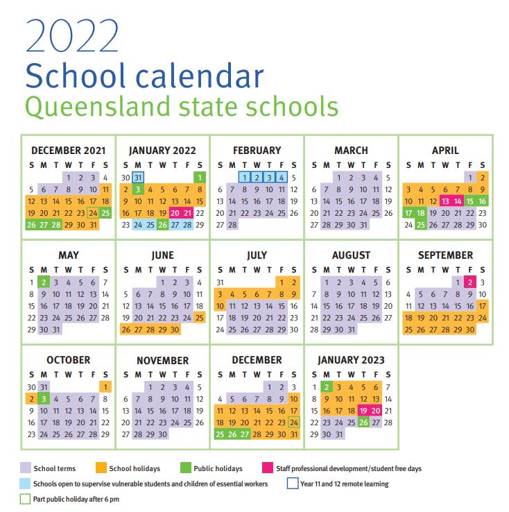 Qld Public Holidays 2022 Calendar.Term Dates